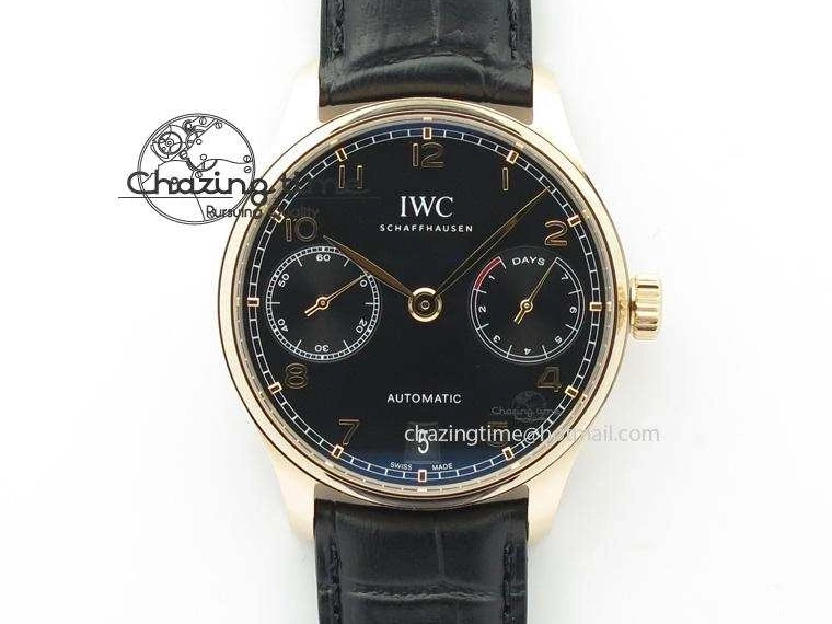 MIROTIME 0715 Portuguese Real PR RG IW5007 ZF 1:1 Best Edition Black Dial On Black Leather Strap A52010 V FreshLook 7304